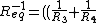 R^{-1}_{eq}=((\frac{1}{R_3}+\frac{1}{R_4})^{-1}+R_5)^{-1}+\frac{1}{R_2}